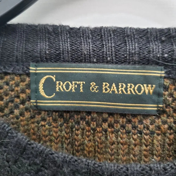 Croft & Barrow Mens Vintage 80s Funky Brown Southwestern Wool Grandpa Sweater LT - Picture 4 of 6